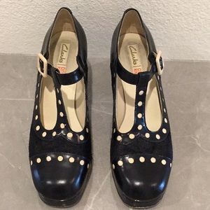Clarks Orla Kiely two tone Mary Janes Mod